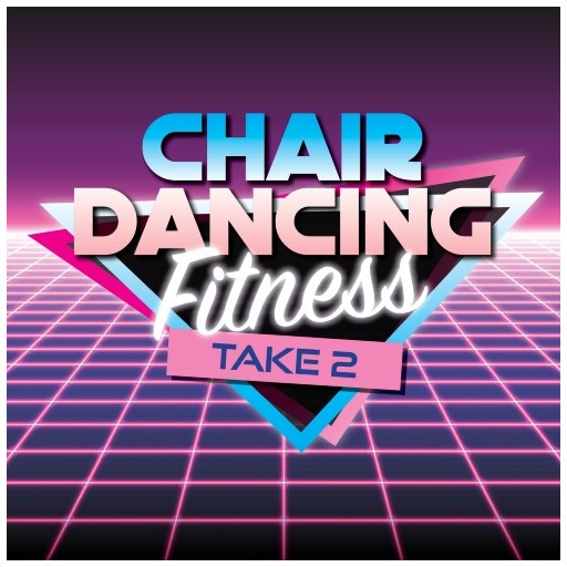 A vaporwave style poster that reads 'CHAIR DANCING Fitness TAKE 2
