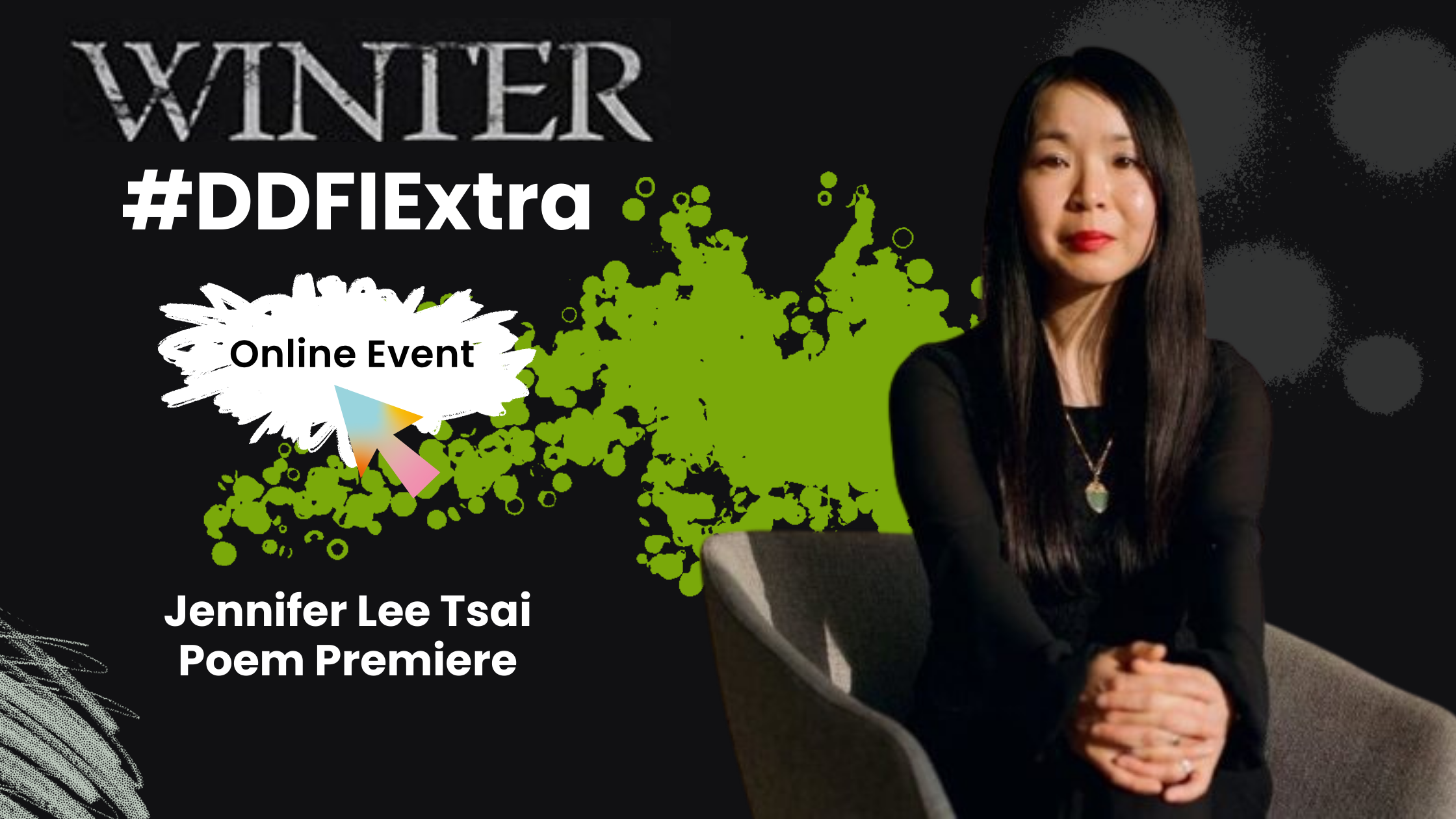 Jennifer is sitting in a chair wearing black