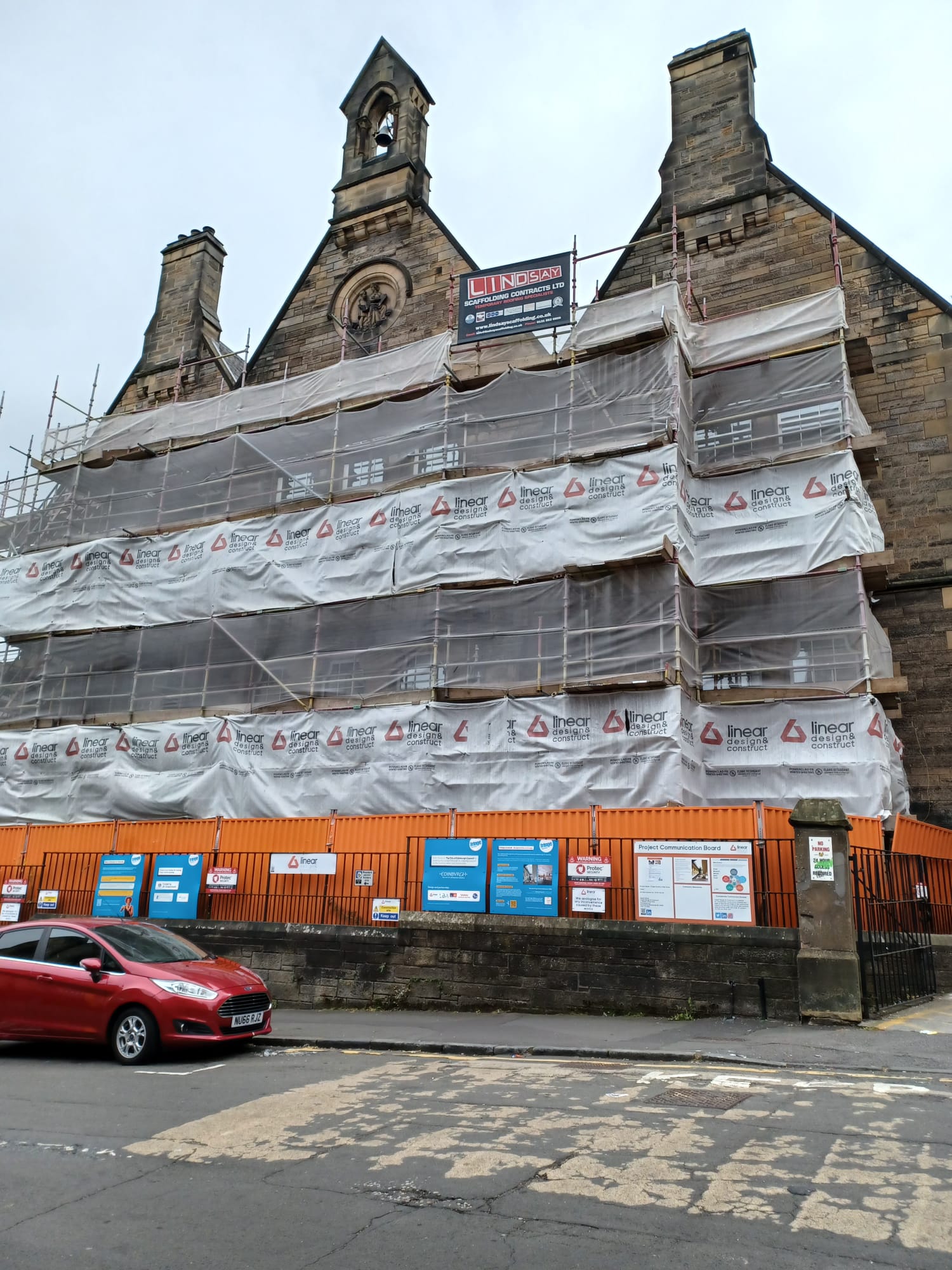 A building covered in scaffolding