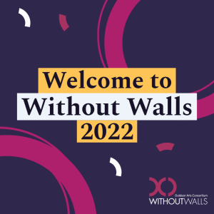 The words 'Welcome to Without Walls 2022 against a pink and purple swirly background