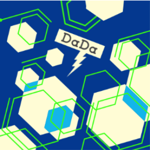 Hexagonal pattern including the DaDa logo, which is a lightning bolt-shaped speech bubble containing the word 'DaDa'