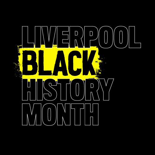 Liverpool Black History Month Logo in Black and Yellow