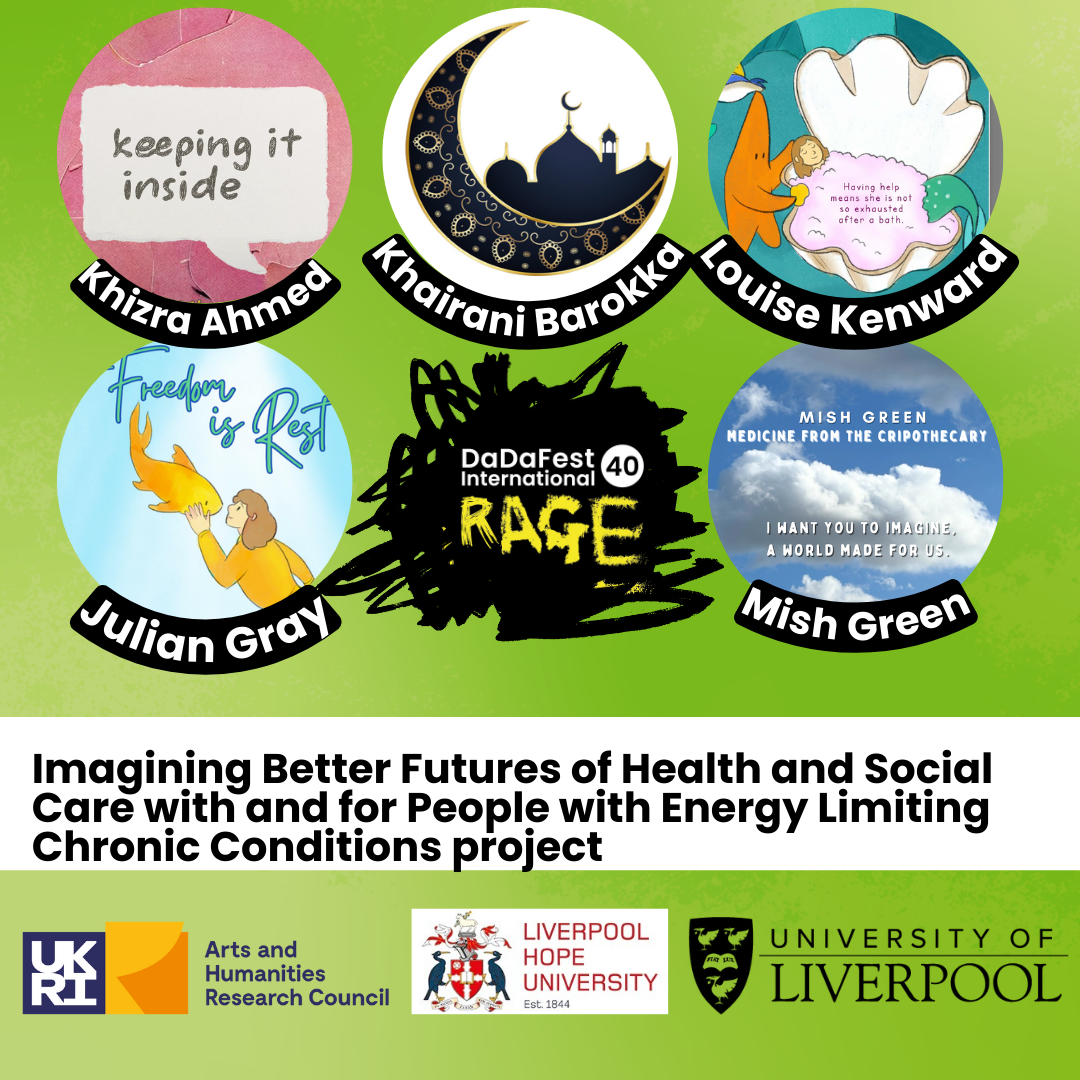 A collage of 5 artist images (described in the blog) along with the Rage logo. Wording readsThe Art Gallery of Imagining Better Futures of Health