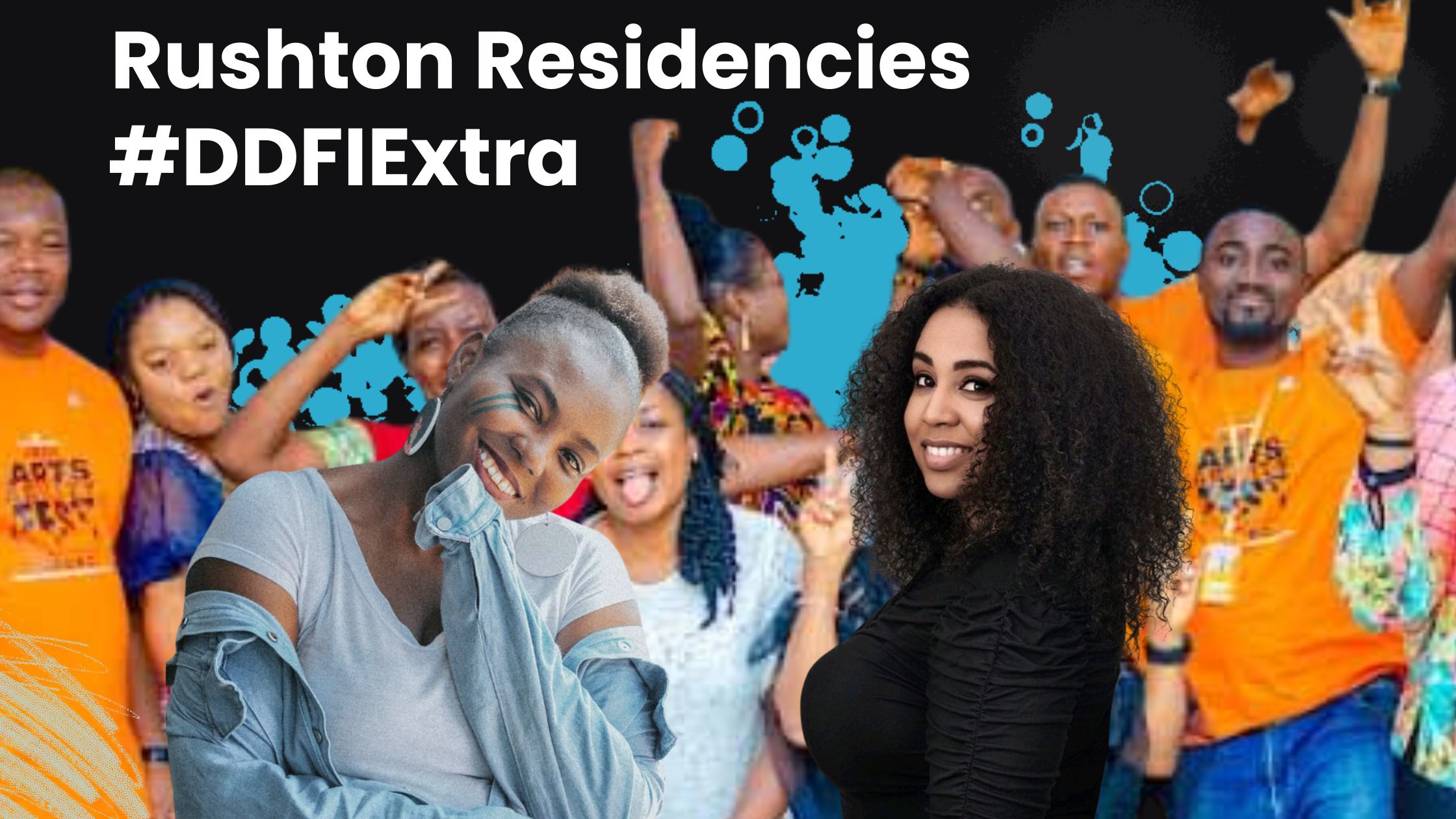 Natalie Denny and Lillian Munao are pictured with a group of artists from Potters Gallery