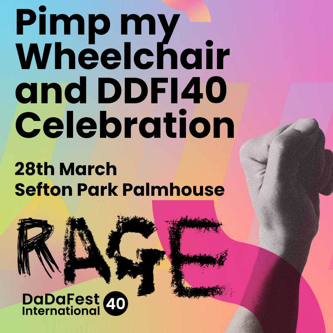 A fist is raised next to the word 'Rage'. Above it is the event name on a pastel background