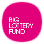 Pink circle with Big Lottery Fund written in the middle